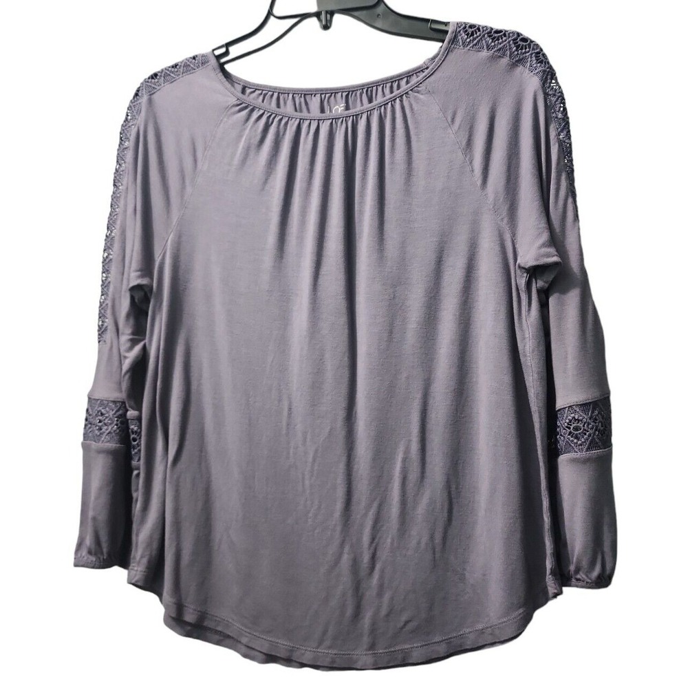 LOFT Outlet Lace Sleeve Top Blouse Long Sleeve Gray Casual Size S